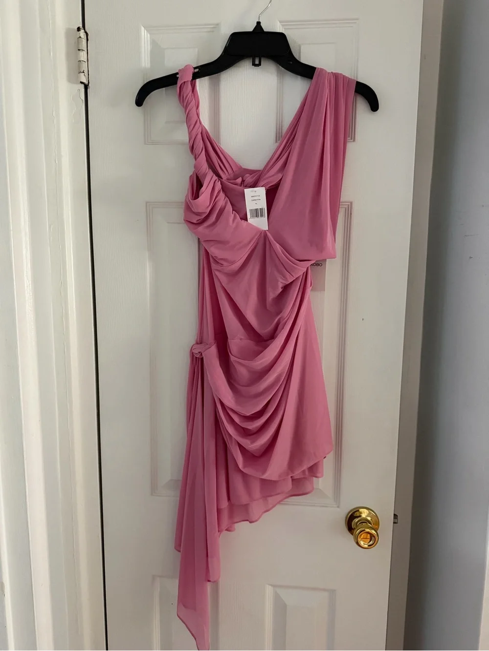 Ronny Kobo Collection Pink Asymmetrical Draped Cocktail Dress - Picture 4 of 4